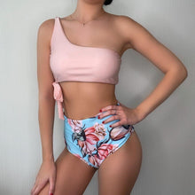 将图片加载到图库查看器,Bikini Women Swimwear Push Up Swimsuit One Shoulder Print Lightweight Bikini Set Bathing Suit Beach Swimming Suit High Waist Comfy One Shoulder Bikini Set Bathing Suit For Women