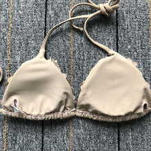 Load image into Gallery viewer, Bikinis New 3D Flower Swimwear Solid Bikini Bandage Swimsuit Women's Solid Halter Padded Push Up Bikini Set Two Pieces Swimsuit Swimwear Bathing Suit Bikini Set Female Cute Ladies Beachwear Push Up Bikini
