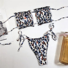 Load image into Gallery viewer, Bikinis Set For Women Swimsuit Summer Beach Wear Bathing Suits Women Bikini Swimwear Women's Ruffle Tie Side Bikini Set High Cut Strapless Padded Solid Bathing Suit