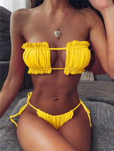 Load image into Gallery viewer, Bikinis Set For Women Swimsuit Summer Beach Wear Bathing Suits Women Bikini Swimwear Women's Ruffle Tie Side Bikini Set High Cut Strapless Padded Solid Bathing Suit
