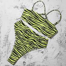 Load image into Gallery viewer, Bikinis Solid Push Up Bikini Padded Bra Straps High Waist Swimsuit Female Swimwear Women's Bathing Suit Lace up Bikini Ribbed Two Piece Swimsuit