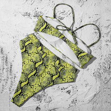 Load image into Gallery viewer, Bikinis Solid Push Up Bikini Padded Bra Straps High Waist Swimsuit Female Swimwear Women's Bathing Suit Lace up Bikini Ribbed Two Piece Swimsuit