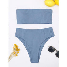 Load image into Gallery viewer, Bikinis Swimsuit Women Push Up Bikini Set Female Swimwear Women's Strapless Solid Color 2 Pieces Bathing Suit Swimsuit Swimsuits Off Shoulder High Waist Bathing Suit High Cut Swimwear For Summer
