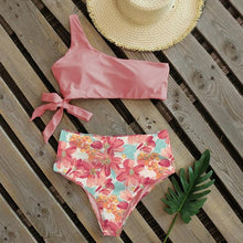 Load image into Gallery viewer, Bikinis Women New One Shoulder Swimwear High Waist Swimsuit Bandage Bathing Suits Beach Wear Female Lace Two Piece Swim Dress with Bikini Bottom Bathing Suits