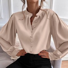 Load image into Gallery viewer, Bishop Sleeve Button Up Blouse