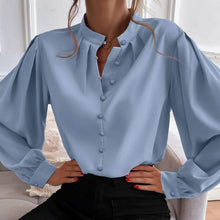 Load image into Gallery viewer, Bishop Sleeve Button Up Blouse
