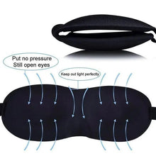 Load image into Gallery viewer, Black 3D Sleep Natural Sleeping Mask Eye Adjustable Strap Eye Mask Cover Portable Travel Blindfold Comfortable Mask For Sleeping