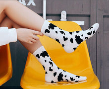 将图片加载到图库查看器,Black And White Embroidery Female Tide Socks Shallow Mouth Summer Cartoon Cow Cute Fashion Boat Socks Unisex Men And Women Cotton Ankle Socks