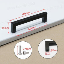 Load image into Gallery viewer, Black Cabinet Handle Square Furniture Hardware Stainless Steel Kitchen Door Knobs Cupboard Wardrobe Drawer Pulls Furniture Handle Drawer Pull Hardware Stainless Steel Kitchen Drawer Pulls Cabinet Handles