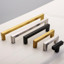 Load image into Gallery viewer, Black Cabinet Handle Square Furniture Hardware Stainless Steel Kitchen Door Knobs Cupboard Wardrobe Drawer Pulls Furniture Handle Drawer Pull Hardware Stainless Steel Kitchen Drawer Pulls Cabinet Handles