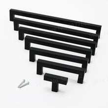 Load image into Gallery viewer, Black Cabinet Handle Square Furniture Hardware Stainless Steel Kitchen Door Knobs Cupboard Wardrobe Drawer Pulls Furniture Handle Drawer Pull Hardware Stainless Steel Kitchen Drawer Pulls Cabinet Handles