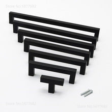 Load image into Gallery viewer, Black Cabinet Handle Square Furniture Hardware Stainless Steel Kitchen Door Knobs Cupboard Wardrobe Drawer Pulls Furniture Handle Drawer Pull Hardware Stainless Steel Kitchen Drawer Pulls Cabinet Handles