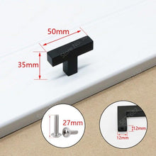 Load image into Gallery viewer, Black Cabinet Handle Square Furniture Hardware Stainless Steel Kitchen Door Knobs Cupboard Wardrobe Drawer Pulls Furniture Handle Drawer Pull Hardware Stainless Steel Kitchen Drawer Pulls Cabinet Handles