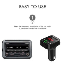 将图片加载到图库查看器,Black Car Bluetooth Wireless Hand-free Transmitter Dual USB Charger Music Player For Cars Easy Use Gadget