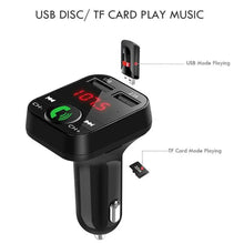 将图片加载到图库查看器,Black Car Bluetooth Wireless Hand-free Transmitter Dual USB Charger Music Player For Cars Easy Use Gadget