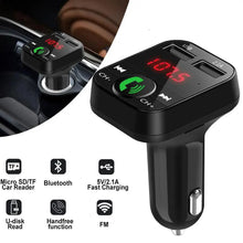 将图片加载到图库查看器,Black Car Bluetooth Wireless Hand-free Transmitter Dual USB Charger Music Player For Cars Easy Use Gadget