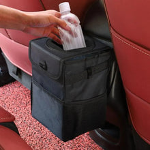 Load image into Gallery viewer, Black Car Trash Can Hanging Seat Back Bag Multi-functional Waterproof Folding Easy Storage Box For Cars