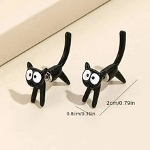 Load image into Gallery viewer, Black Cat Front And Back Stud Earrings For Women