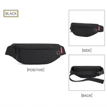 将图片加载到图库查看器,Black Crossbody Fanny Pack Simple Design Belt Bag Canvas Hands Free Travel Bag Sports Workout Durable Lightweight Fanny Packs For Festivals