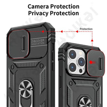Load image into Gallery viewer, Black Durable Ring Kickstand Case Design Case For iPhone 11 Pro XS Max 8 7 Plus 360 Full Body Protective Slide Camera Stand Protection Ring Cover Protective Case For iPhone