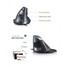 Load image into Gallery viewer, Black Ergonomic Design Vertical Mouse Adjustable DPI Optical Right Hand Mouse Reduce Wrist Pain 6 Buttons Modern Mouse For Computers Laptops PC