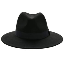 Load image into Gallery viewer, Black Fedora Hat Unisex Wide Brim Hat Autumn Winter Fedora Hat Wide Cap Winter Wool Classic Hat Men Elegant Gentleman Hat For Party