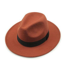 Load image into Gallery viewer, Black Fedora Hat Unisex Wide Brim Hat Autumn Winter Fedora Hat Wide Cap Winter Wool Classic Hat Men Elegant Gentleman Hat For Party