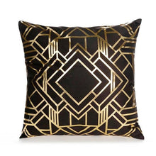 Load image into Gallery viewer, Black Gold Pillow Geometric Cushion Hot Pillows For Chairs Seat Pillowcase Black Striped Pillow Case Luxury Soft Cushion Covers Decor Home Livingroom Decoration 45x45CM