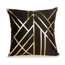 Load image into Gallery viewer, Black Gold Pillow Geometric Cushion Hot Pillows For Chairs Seat Pillowcase Black Striped Pillow Case Luxury Soft Cushion Covers Decor Home Livingroom Decoration 45x45CM