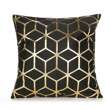 Load image into Gallery viewer, Black Gold Pillow Geometric Cushion Hot Pillows For Chairs Seat Pillowcase Black Striped Pillow Case Luxury Soft Cushion Covers Decor Home Livingroom Decoration 45x45CM