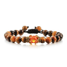 将图片加载到图库查看器,Black Lava Stone Crown Charm Tiger Eye Beads Bracelet For Men Women Braided Bracelets Handmade Adjustable Couple Distance Bracelets Lava Stone Beads Essential Oil Diffuser Adjustable Bracelet With King Queen Crown Charm