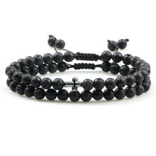 将图片加载到图库查看器,Black Lava Stone Crown Charm Tiger Eye Beads Bracelet For Men Women Braided Bracelets Handmade Adjustable Couple Distance Bracelets Lava Stone Beads Essential Oil Diffuser Adjustable Bracelet With King Queen Crown Charm