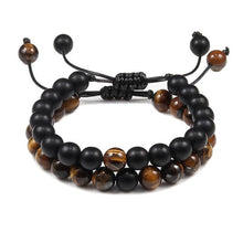 将图片加载到图库查看器,Black Lava Stone Crown Charm Tiger Eye Beads Bracelet For Men Women Braided Bracelets Handmade Adjustable Couple Distance Bracelets Lava Stone Beads Essential Oil Diffuser Adjustable Bracelet With King Queen Crown Charm