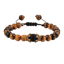 将图片加载到图库查看器,Black Lava Stone Crown Charm Tiger Eye Beads Bracelet For Men Women Braided Bracelets Handmade Adjustable Couple Distance Bracelets Lava Stone Beads Essential Oil Diffuser Adjustable Bracelet With King Queen Crown Charm