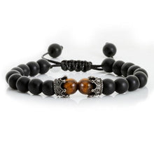 将图片加载到图库查看器,Black Lava Stone Crown Charm Tiger Eye Beads Bracelet For Men Women Braided Bracelets Handmade Adjustable Couple Distance Bracelets Lava Stone Beads Essential Oil Diffuser Adjustable Bracelet With King Queen Crown Charm