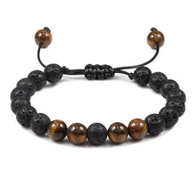 将图片加载到图库查看器,Black Lava Stone Crown Charm Tiger Eye Beads Bracelet For Men Women Braided Bracelets Handmade Adjustable Couple Distance Bracelets Lava Stone Beads Essential Oil Diffuser Adjustable Bracelet With King Queen Crown Charm