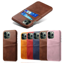 Load image into Gallery viewer, Black Luxury Men Card Holder Case for iPhone Business Classic Leather Wallet Case for iphone 12 13 14 Pro Max Phone Cover PU Leather Wallet Case with Card Pockets Back Cover