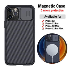 Load image into Gallery viewer, Black Magnetic Case for iPhone 12/12 Pro/12 Pro Max Case Camera Protection Cover Suitable for Wireless Charging Soft Edge Full Coverage Protection for iPhone