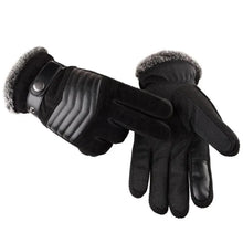 将图片加载到图库查看器,Black Men Leather Touchscreen Gloves Winter Retro Driving Comfortable Warm Gloves Elegant Design Men Fashion Outdoor Gloves Cold Weather Gloves For Cycling & Driving