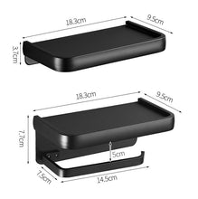 将图片加载到图库查看器,Black Toilet Paper Holder Multifunction Bathroom Storage Shelf Roll Paper Holder Toilet Paper Holder With Shelf Matte Black Toilet Paper Holder Toilet Paper Roll Holder Bathroom Adhesive Toilet Paper Holder