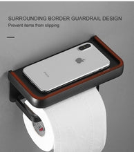 将图片加载到图库查看器,Black Toilet Paper Holder Multifunction Bathroom Storage Shelf Roll Paper Holder Toilet Paper Holder With Shelf Matte Black Toilet Paper Holder Toilet Paper Roll Holder Bathroom Adhesive Toilet Paper Holder