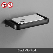将图片加载到图库查看器,Black Toilet Paper Holder Multifunction Bathroom Storage Shelf Roll Paper Holder Toilet Paper Holder With Shelf Matte Black Toilet Paper Holder Toilet Paper Roll Holder Bathroom Adhesive Toilet Paper Holder