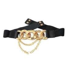 Load image into Gallery viewer, Black Vintage Ladies Dress Belt Charming Chain Buckle Elastic Luxurious Women Belt Metal Chain Style Party Fashion Belts For Ladies