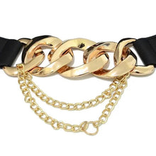Load image into Gallery viewer, Black Vintage Ladies Dress Belt Charming Chain Buckle Elastic Luxurious Women Belt Metal Chain Style Party Fashion Belts For Ladies
