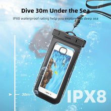 将图片加载到图库查看器,Black Waterproof Phone Case Bag For iPhone 14 13 12 Pro Max Swim Pouch For Universal Protective Phone Case Universal Waterproof Underwater Dustproof Touch Phone Case for iPhone