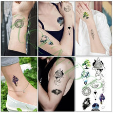 将图片加载到图库查看器,Black Waterproof Temporary Tattoo Sticker Different Design Colorful Fake Tattoo Arm Hand For Halloween Party Womens Mens