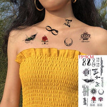 将图片加载到图库查看器,Black Waterproof Temporary Tattoo Sticker Different Design Colorful Fake Tattoo Arm Hand For Halloween Party Womens Mens