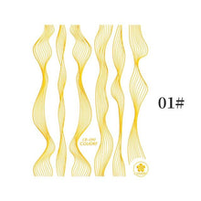 将图片加载到图库查看器,Black White 3D Nail Stickers Metal Gold Silver Geometric Tassel Strip Line Adhesive Transfer Decals Nail Art Design Gold Silver Metal Nail Sticker Metallic Curve Strip Line Nail Decal Self-Adhesive 3D Wave Design Nail Tips Decorations Manicure for Women