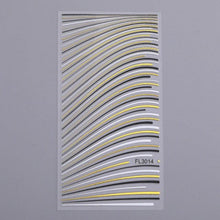 将图片加载到图库查看器,Black White 3D Nail Stickers Metal Gold Silver Geometric Tassel Strip Line Adhesive Transfer Decals Nail Art Design Gold Silver Metal Nail Sticker Metallic Curve Strip Line Nail Decal Self-Adhesive 3D Wave Design Nail Tips Decorations Manicure for Women