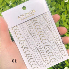 将图片加载到图库查看器,Black White 3D Nail Stickers Metal Gold Silver Geometric Tassel Strip Line Adhesive Transfer Decals Nail Art Design Gold Silver Metal Nail Sticker Metallic Curve Strip Line Nail Decal Self-Adhesive 3D Wave Design Nail Tips Decorations Manicure for Women